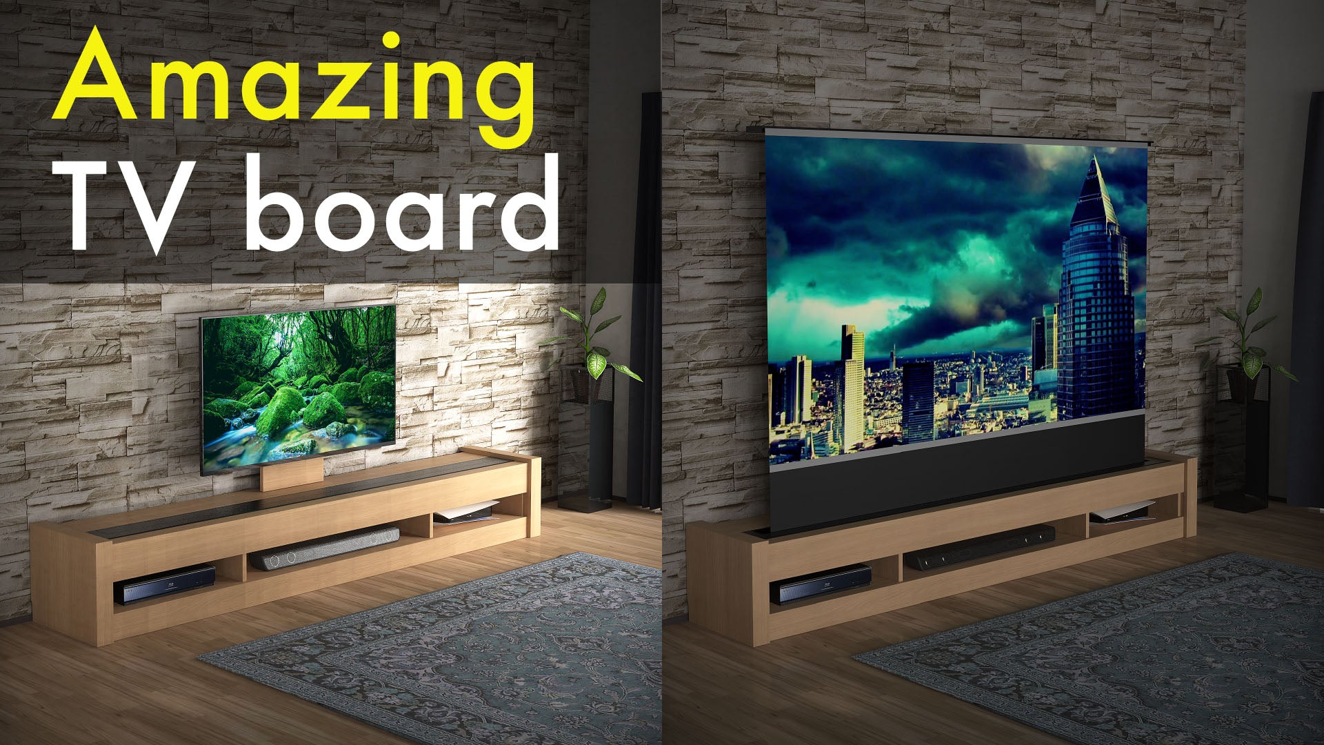 電動スクリーン収納テレビボード – NINJA PRODUCT